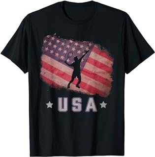 USA American Flag Badminton Team Stars and Stripes T-Shirt