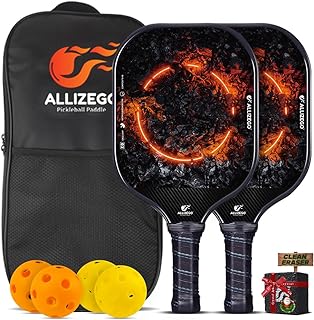 Pickleball Paddles Set - 2 Fiberglass Rackets with Cushion Grip and 1 Paddle Clean Eraser,