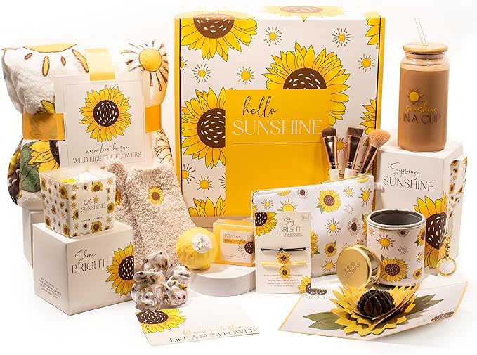 The Love Crate Co Sunflower Gifts for Women, 15pc Custom Gift 