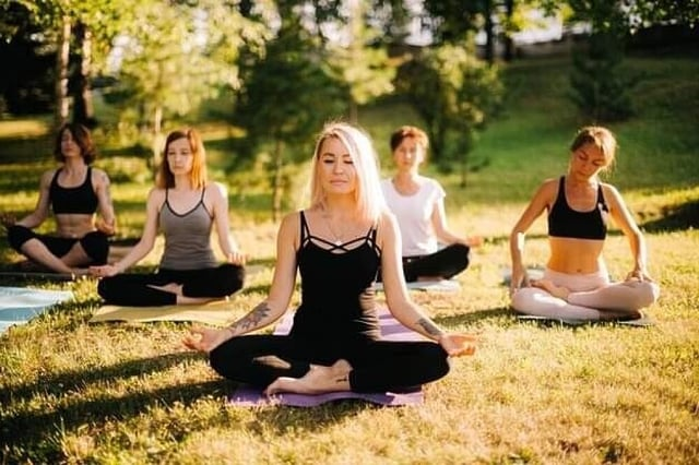 Outdoor yoga class