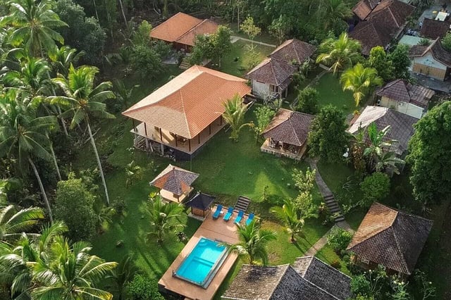 image from the air, overlooking the spa in Bali