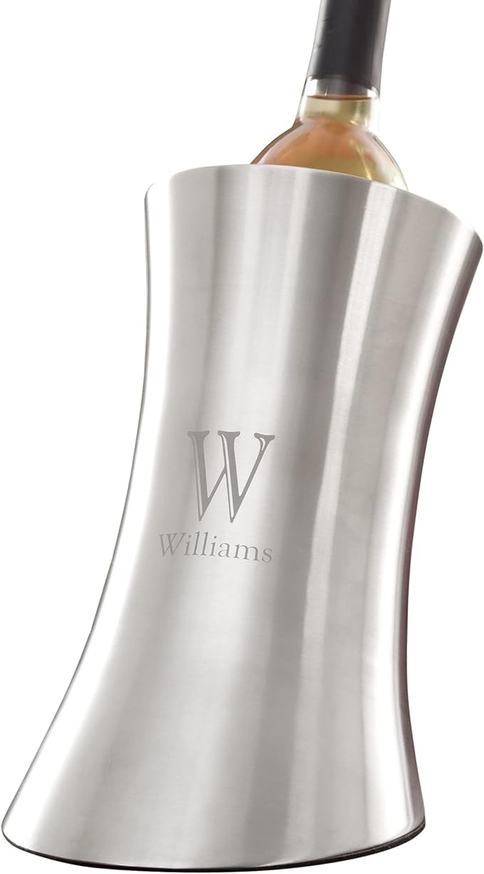 Personalization Universe Double-Walled Insulated Stainless Steel Wine Chiller with Custom Etched Monogram and Name,