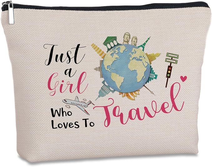 Travel Lover Gifts Zipper Makeup Bag Travel Cosmetic Bag