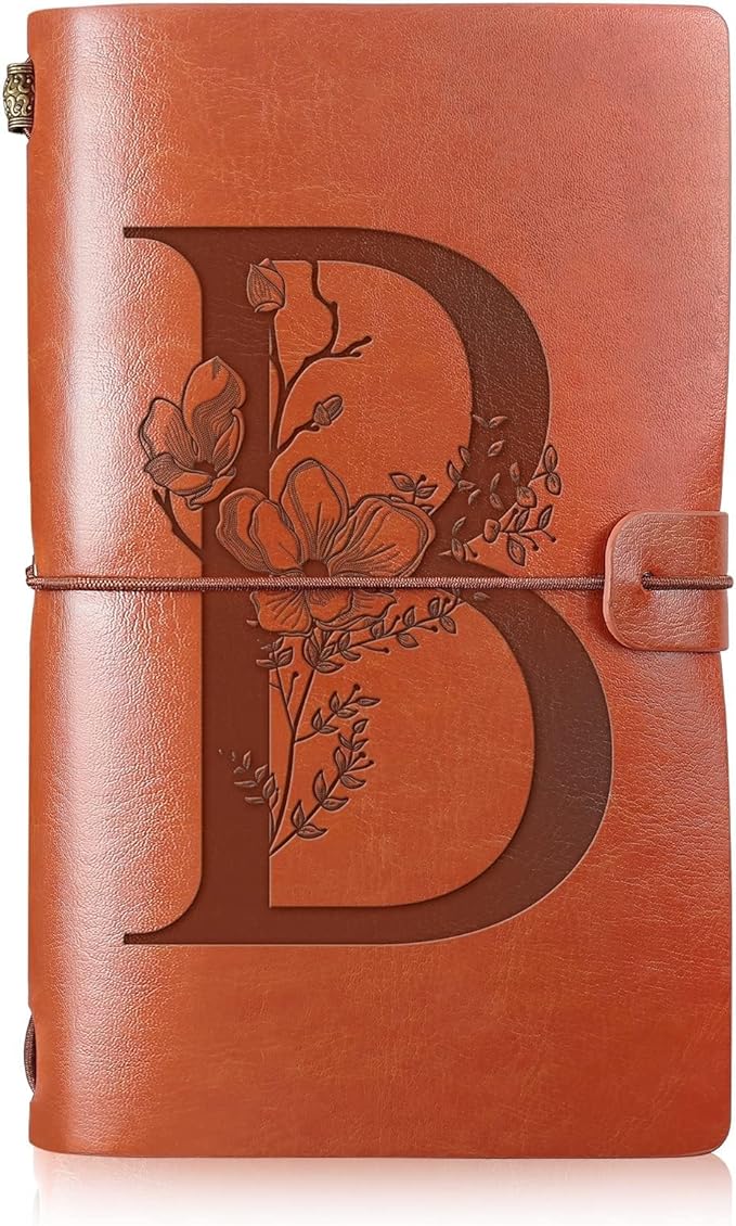 Initial Leather Travel Journal Monogrammed Notebook Appreciation Gifts Refillable 