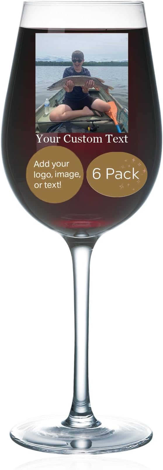 Personalized Stemmed Wine Glass with your Photo, Logo or Tex