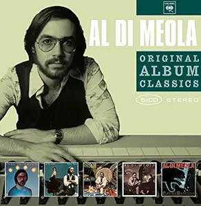 Image of an album cover for an album that covers Al Di Meola's 5 major albums with a single purchase